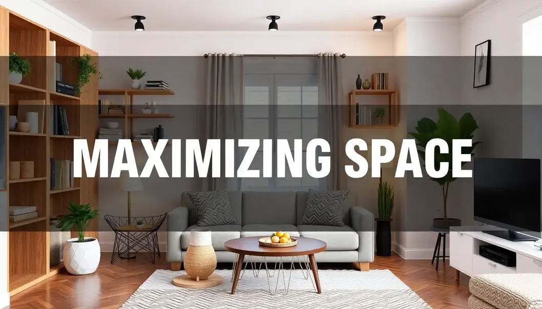 An apartment interior with smart storage and light color design elements.